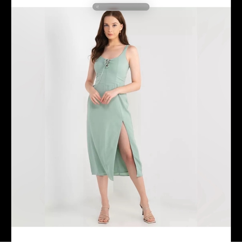 Abercrombie and Fitchburg Corset Style Midi Dress with Side Slit
